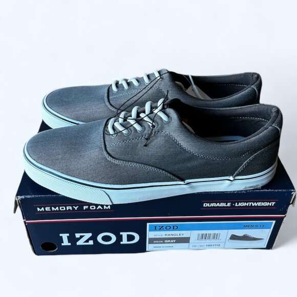 Izod Rangley Men's Lace Up Casual Canvas shoe Memory Foam Gray size 13 - Picture 1 of 9